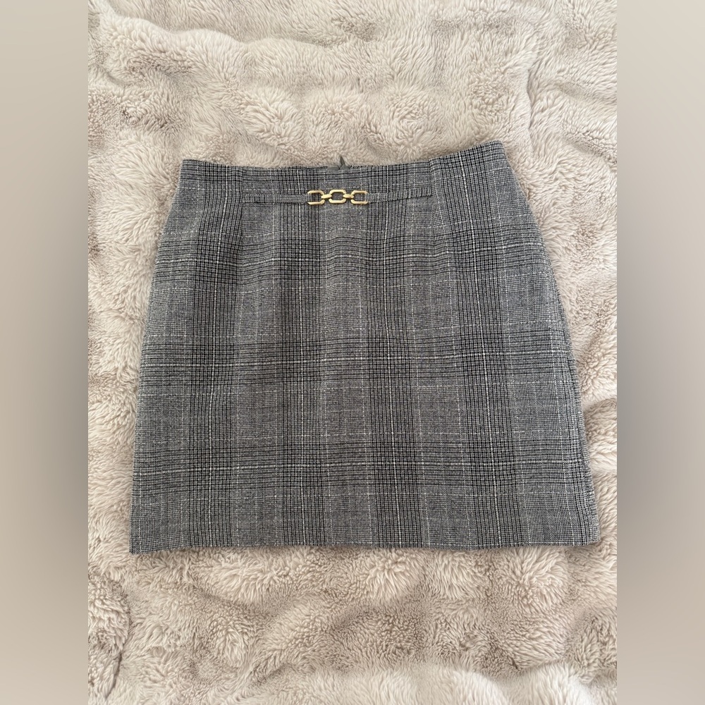 H&M black and white checked line skirt
